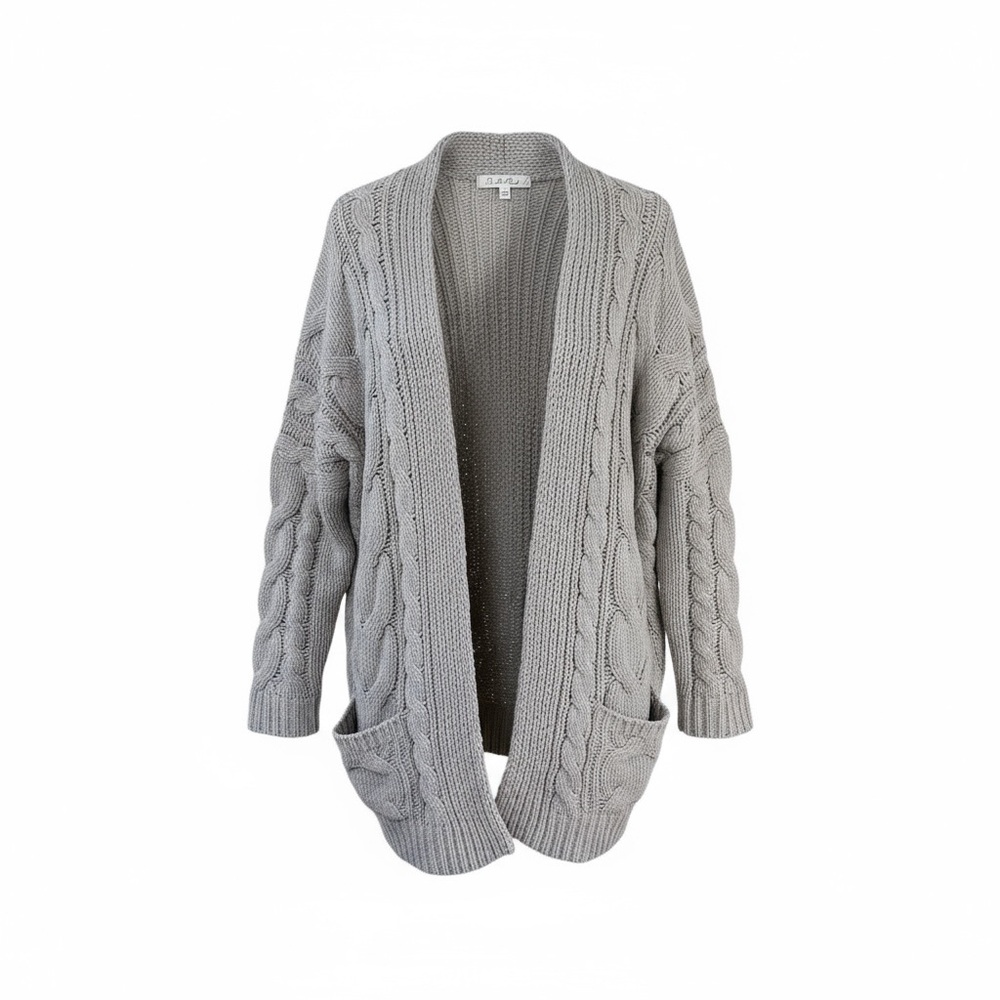 On The Road Light Gray Textured Knit Cardigan Size Small
